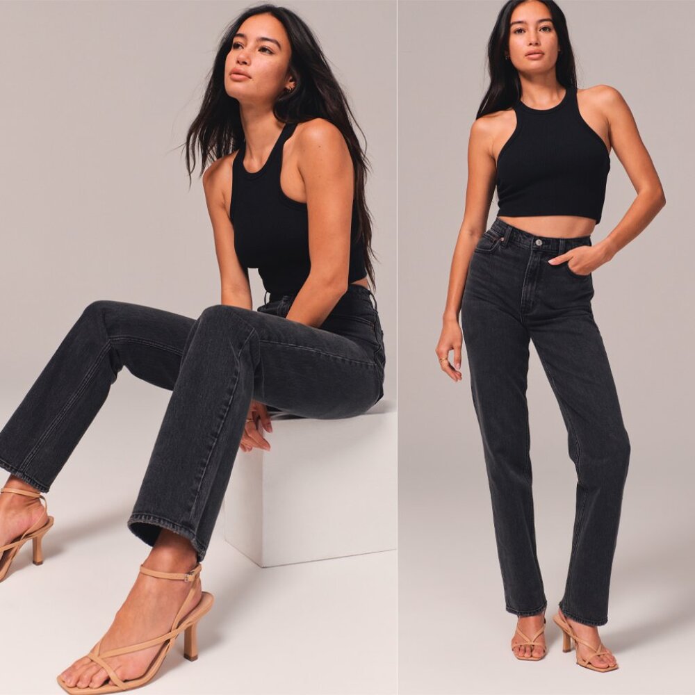 Abercrombie & Fitch Women's Black Straight Leg Jeans